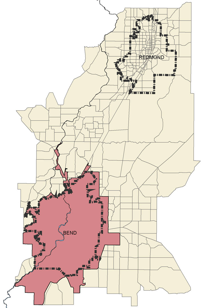 Map of the 2017 Bend Redmond Model Area