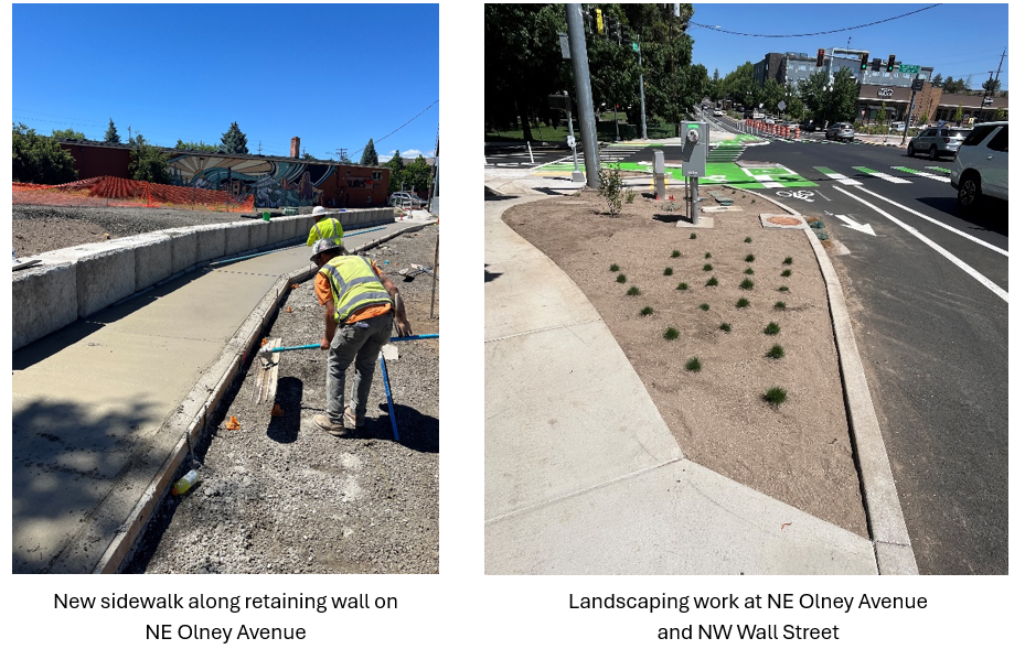 new sidewalk and landscaping