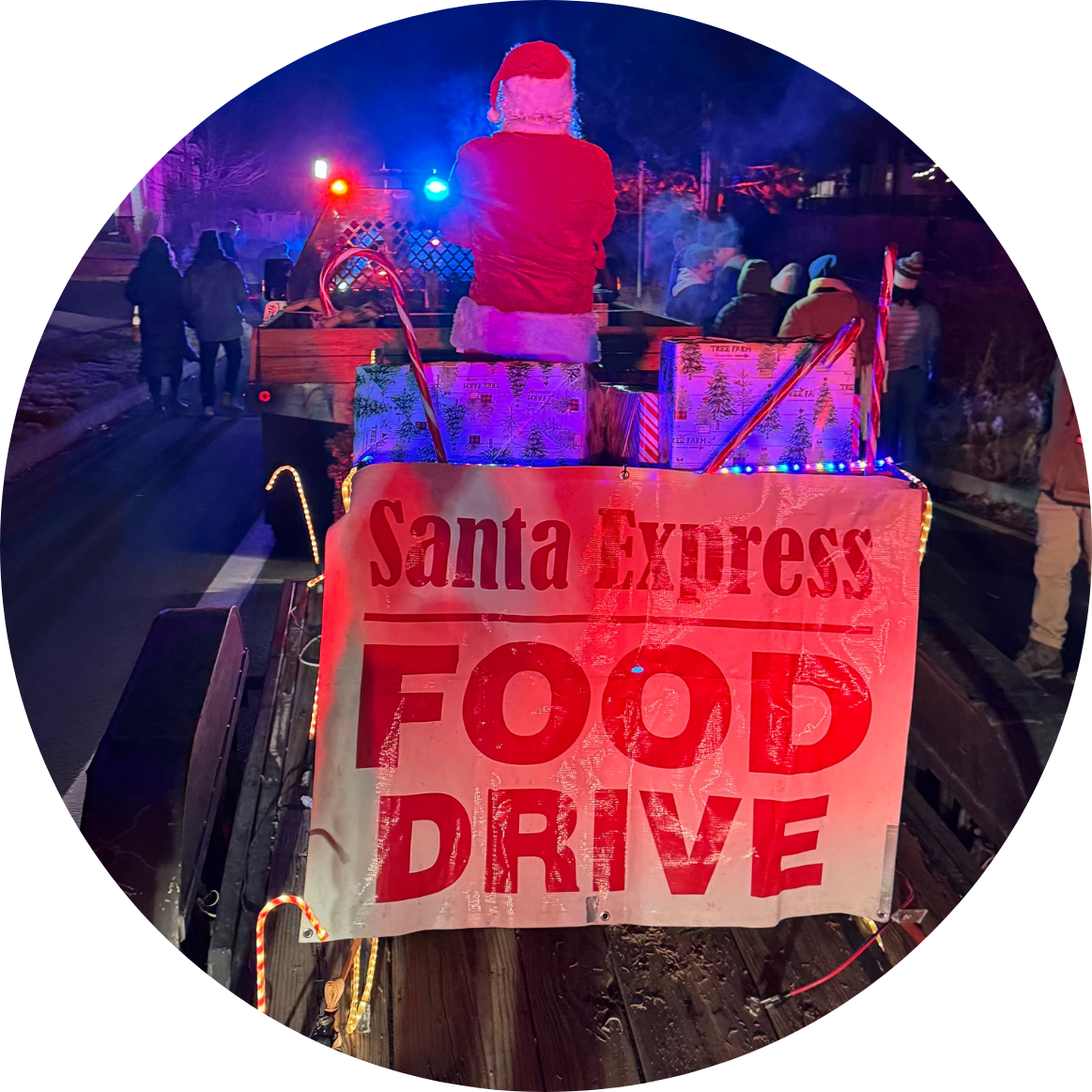 Santa Express Food Drive Sign