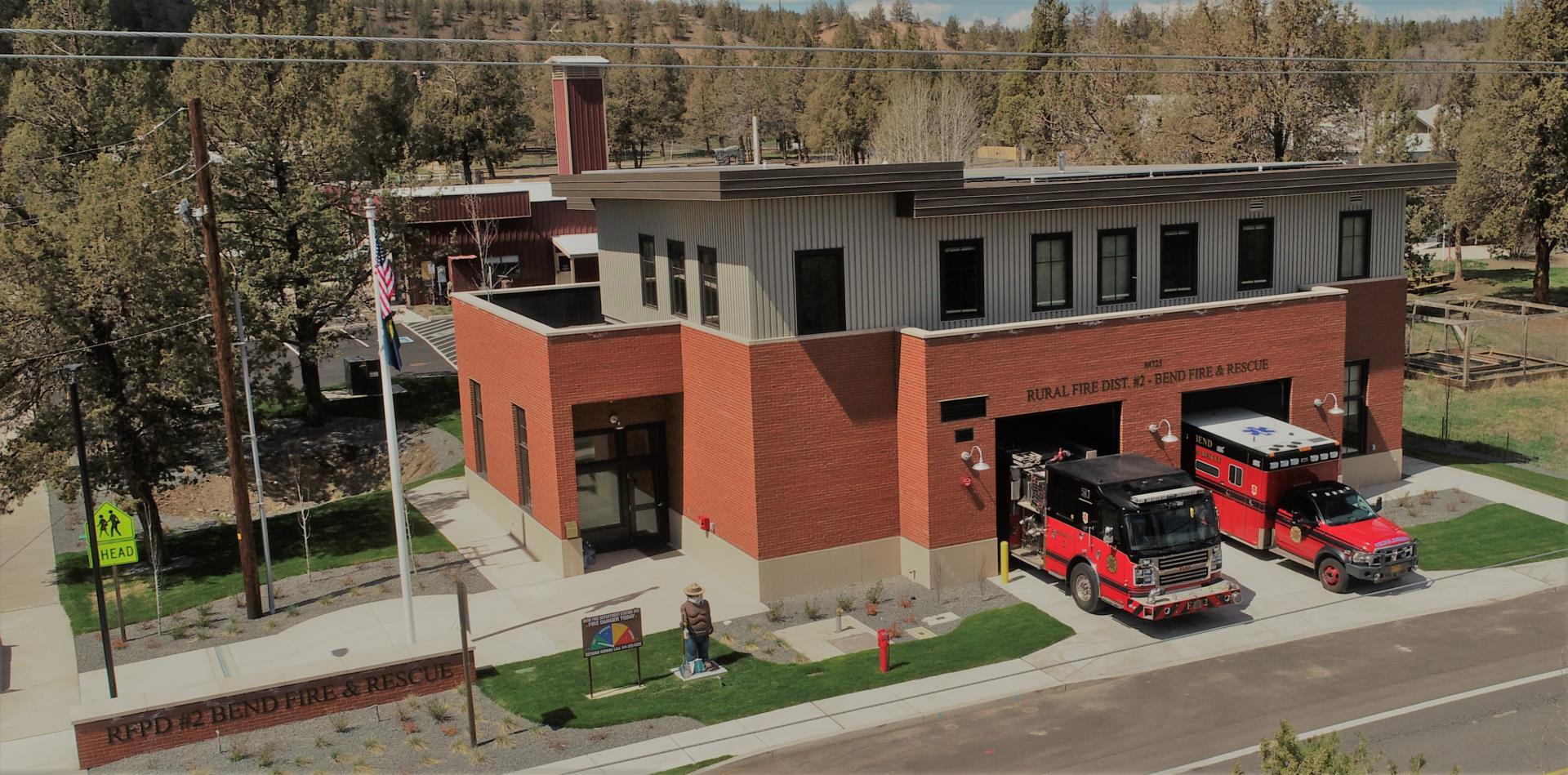 Tumalo Fire Station with Engine and Ambulance